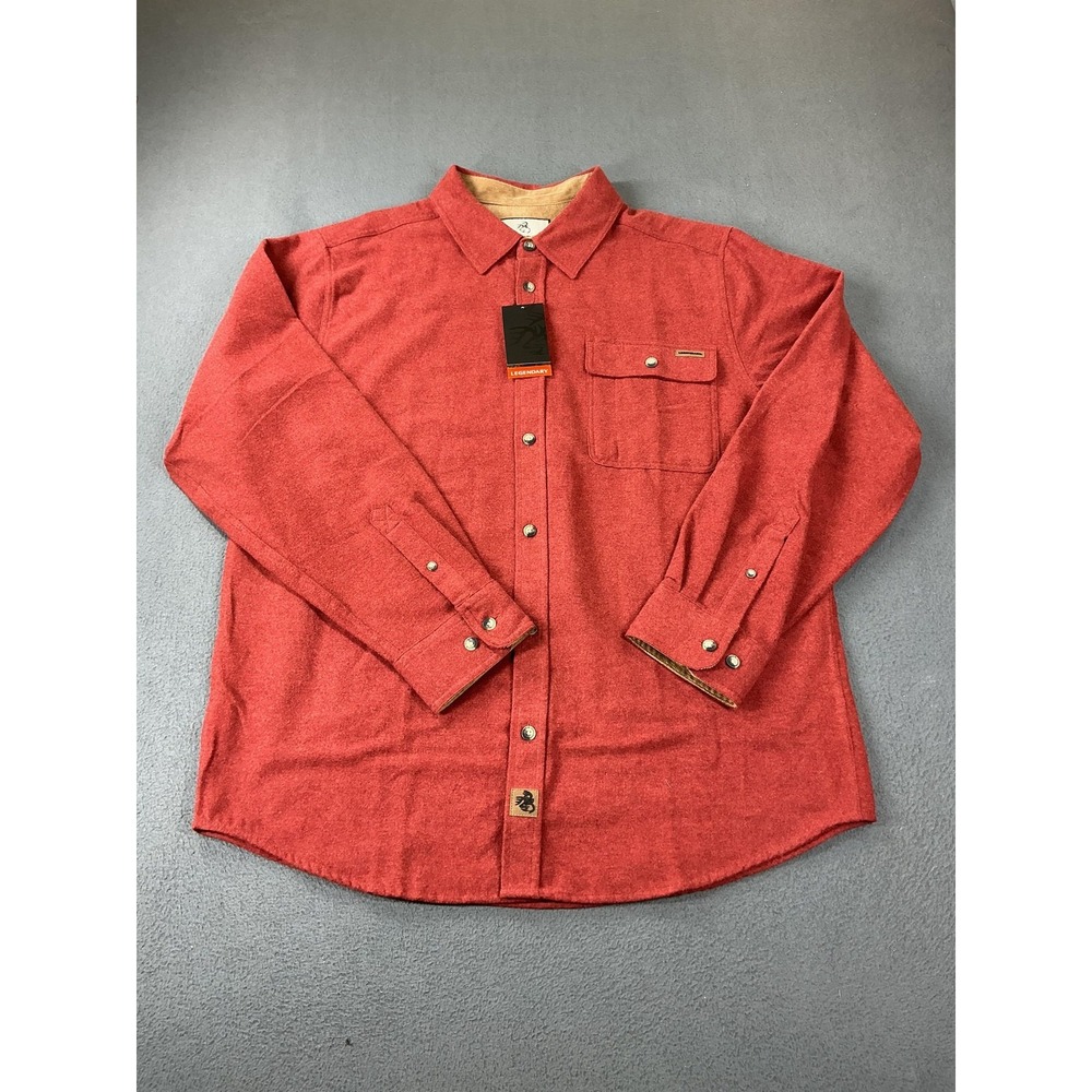 Legendary Whitetails Shirt Mens L Red Flannel Long Sleeve Button Up Lined